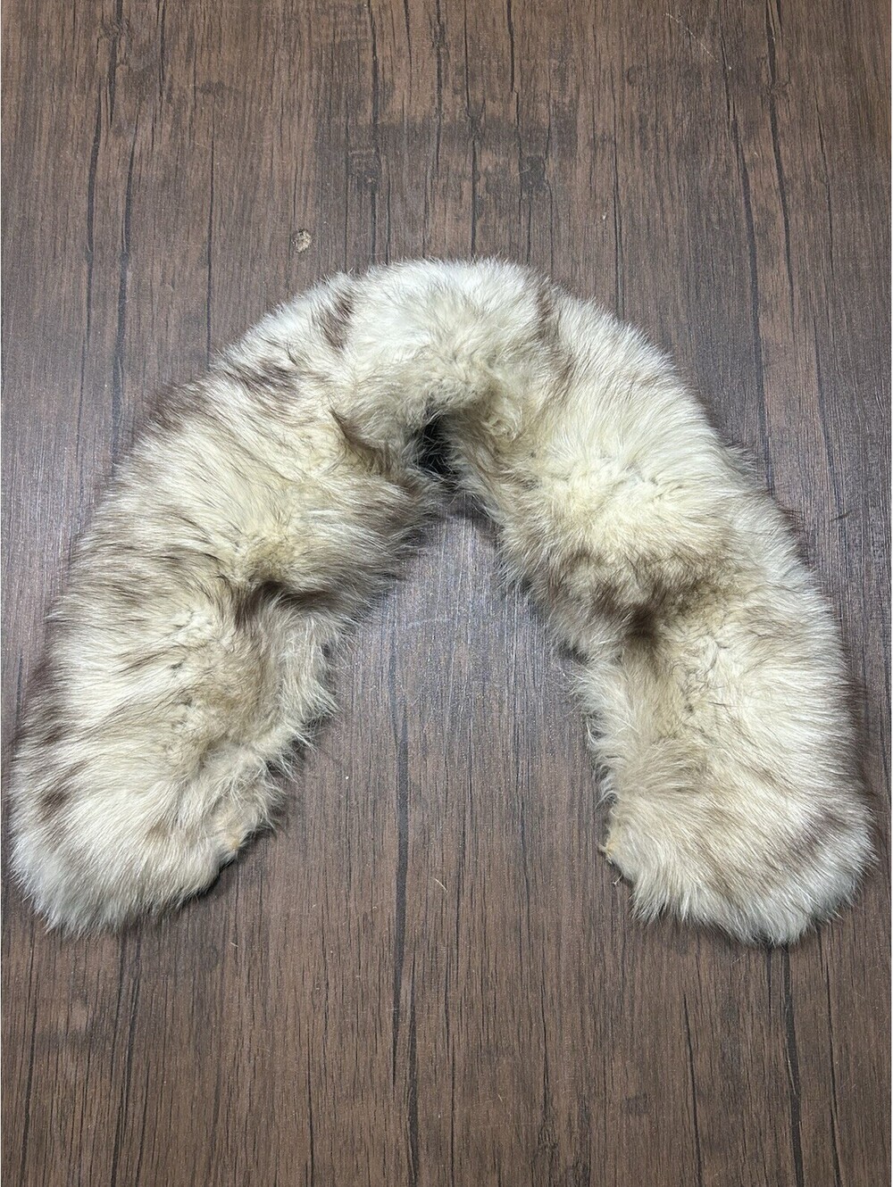 Vintage Genuine Fur Collar Stole Detachable Cream Brown Fox Style Coat Trim
